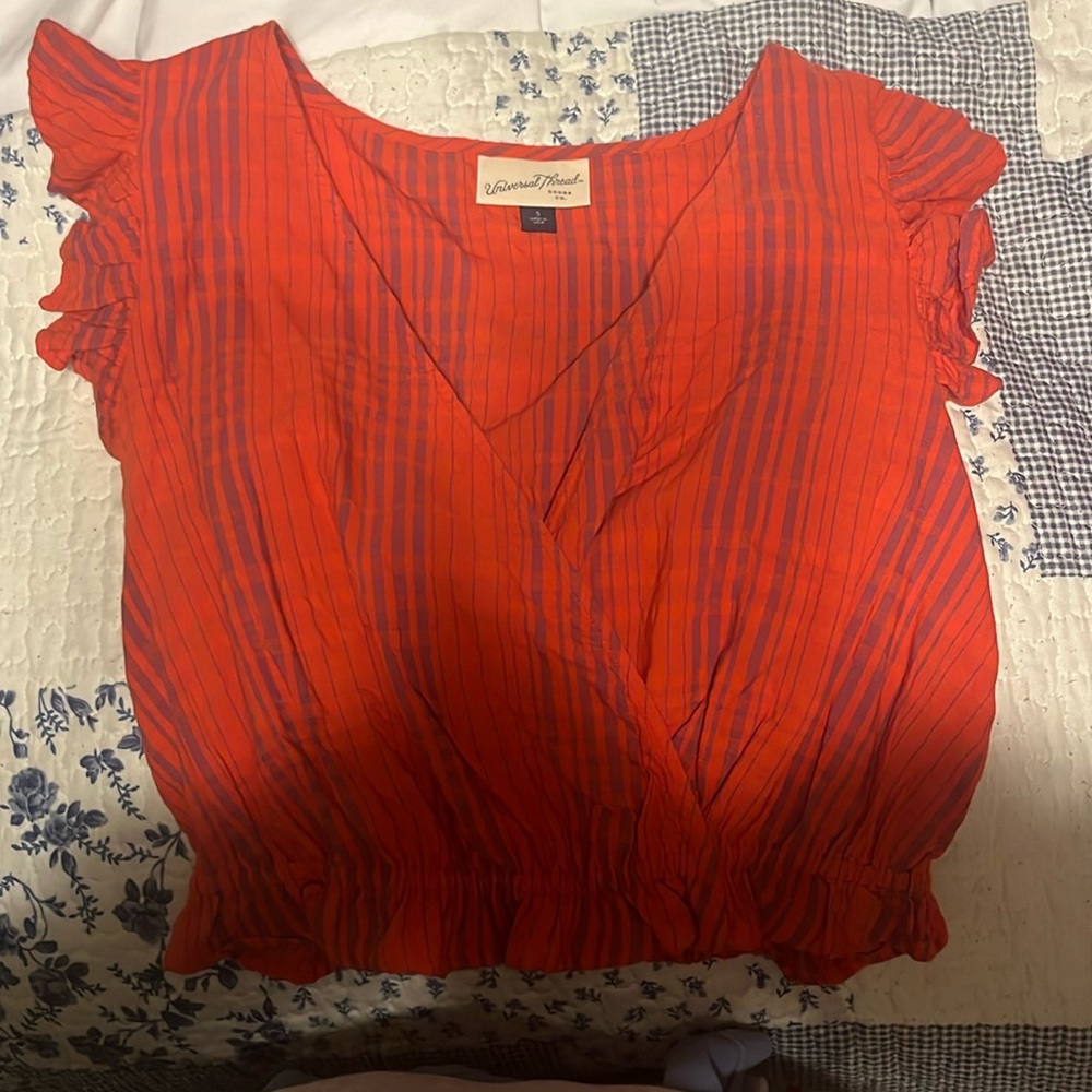Universal threads orange and purple cropped top